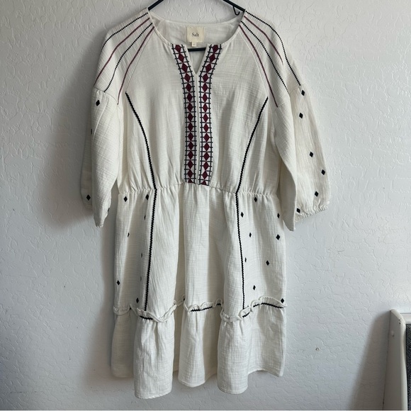 Eliyas‎ Salt Australian Aztec 100% cotton dress embroidered L south western - Picture 2 of 7